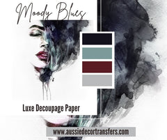 Moody Blues - Luxe Decoupage Paper - 40gsm - Aussie Decor Transfers