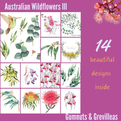 Australian Wildflowers III Gumnuts & Grevilleas Rub on Transfer Furniture & Craft Decals