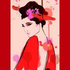 Geisha llamada Saburuko Adhesivo Peel & Stick Vinilo Impresión