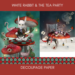 White Rabbit & The Tea Party Quality Decoupage Rice Paper