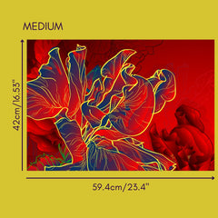 Rote und goldene Blütenblätter – kein durchschnittlicher Posterdruck!