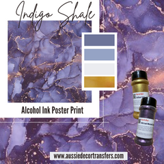 Aussie Decor Transfers Poster Print Indigo Shale Alcohol Ink - Not Your Average Poster Print!
