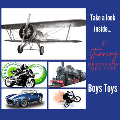 Boys Toys Rub on Transfer Furniture & Craft Decals - AUS pack