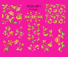 Folk Art I - Rub on Transfer Furniture & Craft Decals
