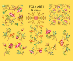 Folk Art I - Rub on Transfer Furniture & Craft Decals
