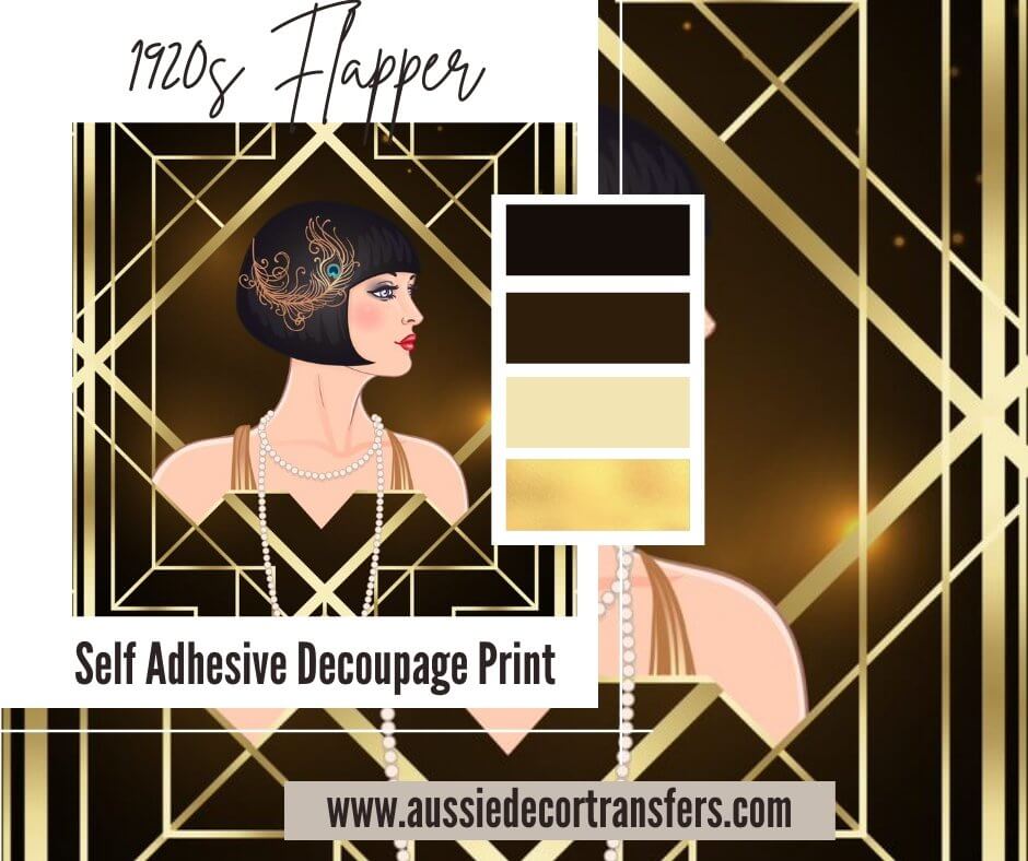 Aussie Decor Transfers 1920's Flapper Adhesive Peel & Stick Vinyl Print