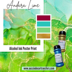 Andara Lime Alcohol Ink Poster Print - Aussie Decor Transfers