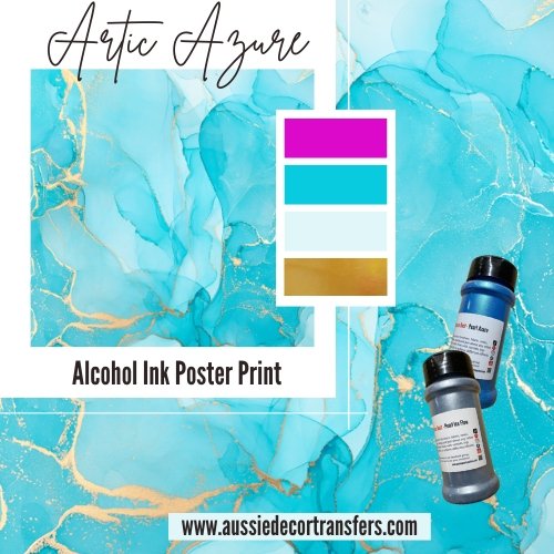 Arctic Azure Alcohol Ink Poster Print - Aussie Decor Transfers