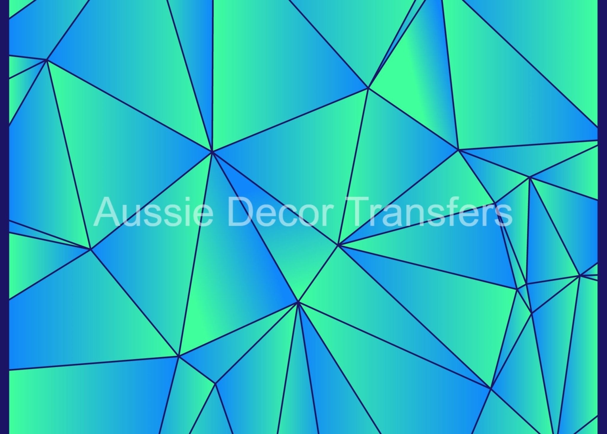 Aussie Decor Transfers Poster Print Blue & Green Geo - Not Your Average Poster Print! - AUS ONLY