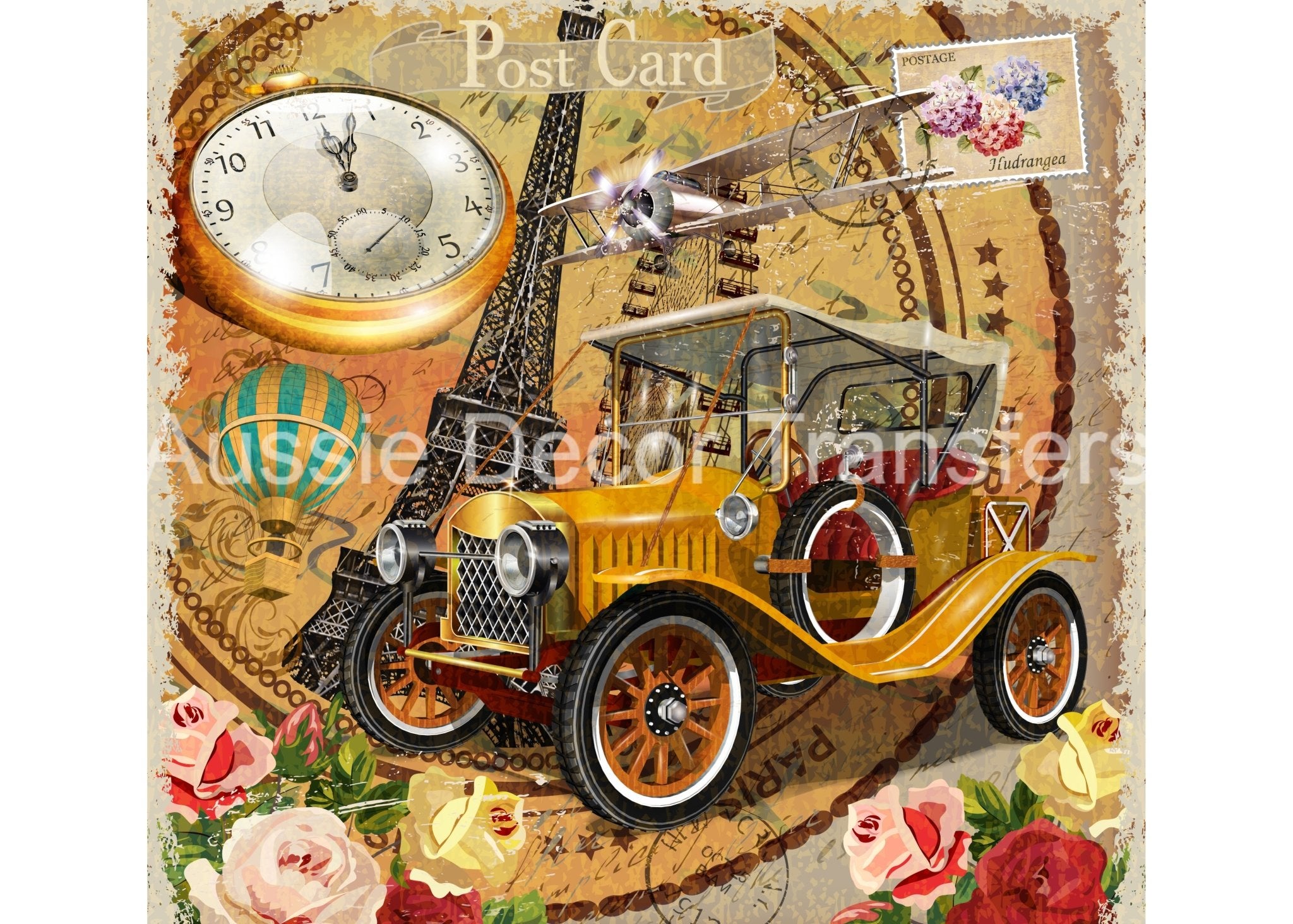 Aussie Decor Transfers Poster Print Gold Ford Postcard - Not Your Average Poster Print! - AUS ONLY
