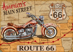Aussie Decor Transfers Poster Print Harley & Route 66 Map - Not Your Average Poster Print! - AUS Only