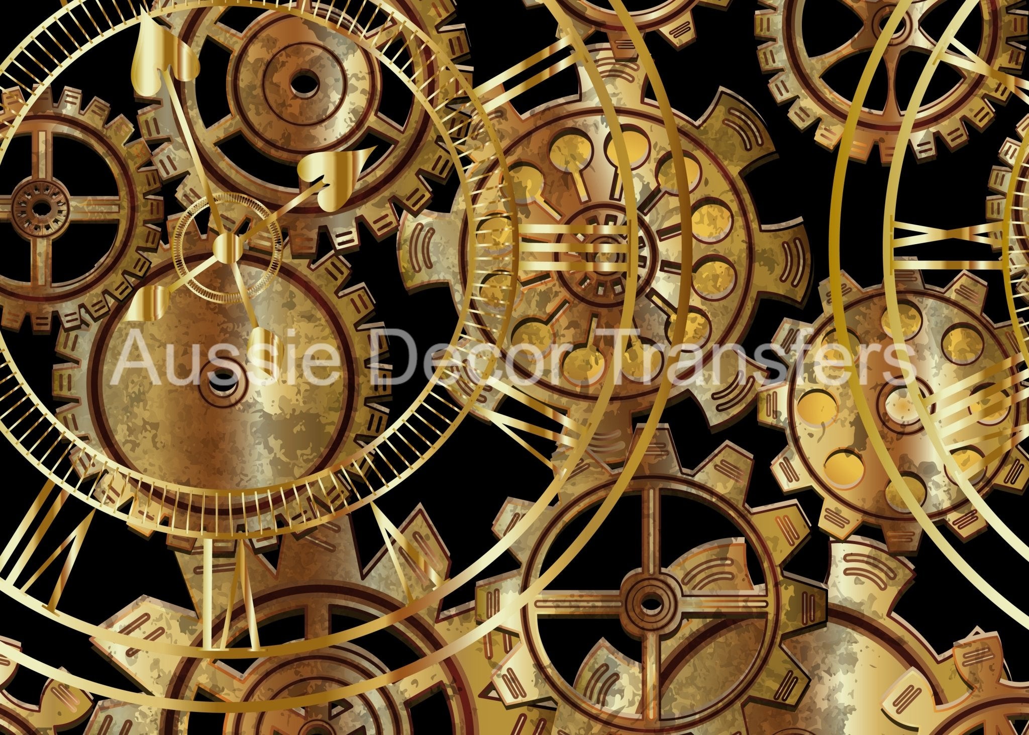 Aussie Decor Transfers Poster Print Steampunk Cogs - Not Your Average Poster Print! - AUS Only