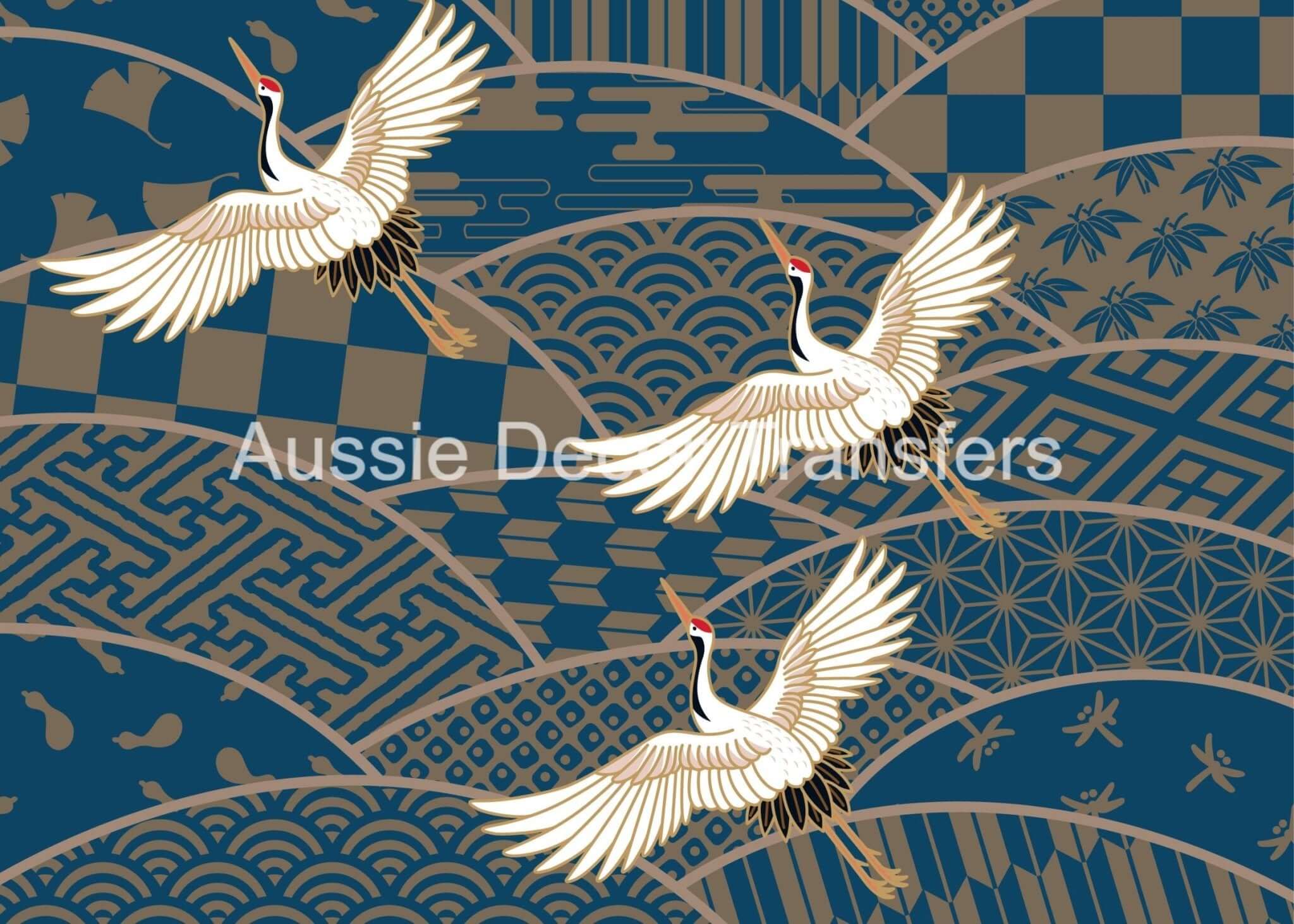 Aussie Decor Transfers Poster Print 3 Cranes in Flight - Not Your Average Poster Print! - AUS ONLY
