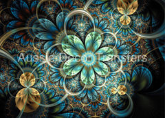 Aussie Decor Transfers Poster Print Turquoise and Gold Fractal - Not Your Average Poster Print! - AUS Only