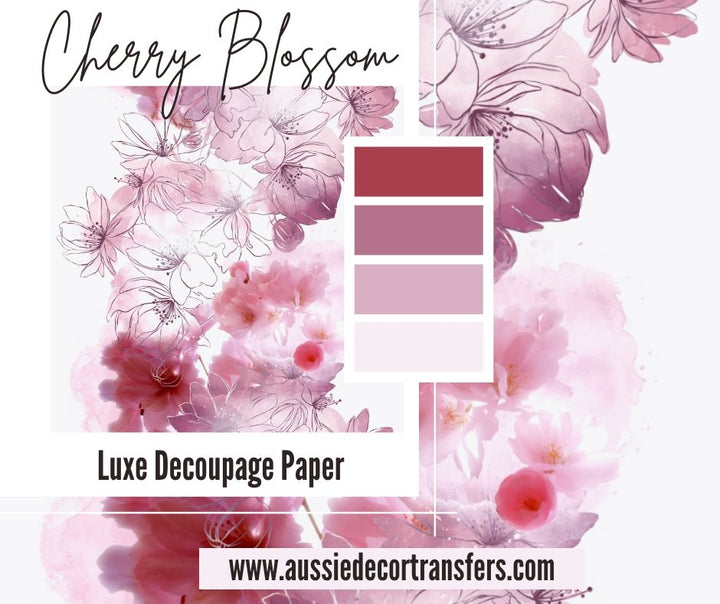 Cherry Blossoms - Luxe Decoupage Paper - 40gsm - Aussie Decor Transfers