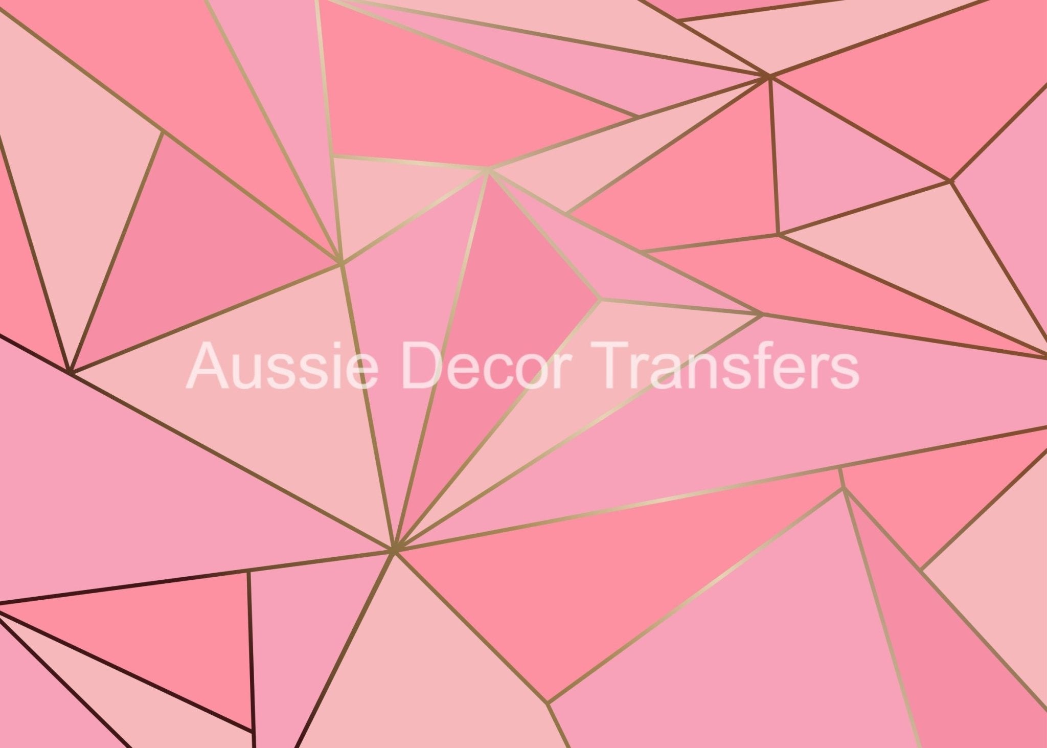 Aussie Decor Transfers Poster Print Coral and Gold Geo - Not Your Average Poster Print! - AUS ONLY