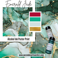 Emerald Jade Alcohol Ink Poster Print - Aussie Decor Transfers