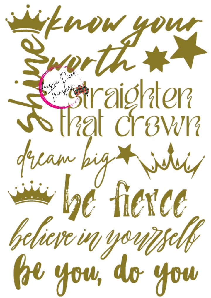 Girl Power Dry Rub Transfer Pack - Aussie Decor Transfers
