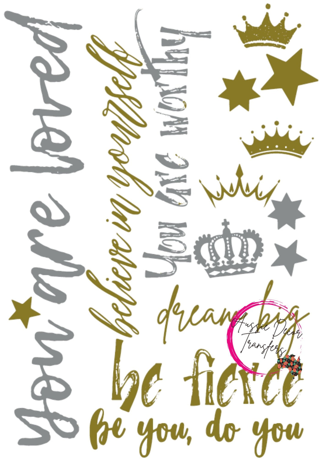 Girl Power Dry Rub Transfer Pack - Aussie Decor Transfers