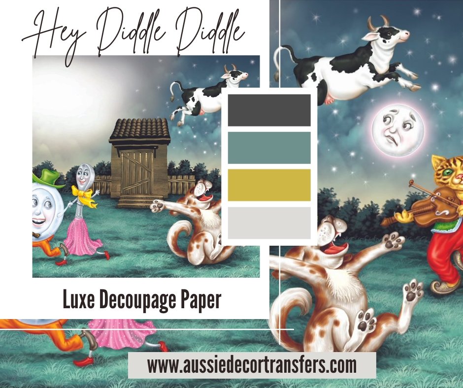 Hey Diddle Diddle - Luxe Decoupage Paper - 40gsm - Aussie Decor Transfers