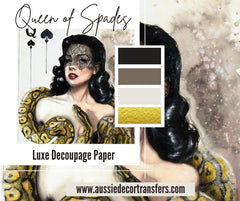 Queen of Spades - Luxe Decoupage Paper - 40gsm - Aussie Decor Transfers