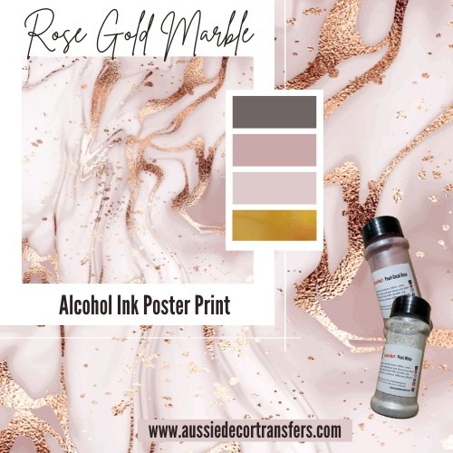 Rose Gold Marble Alcohol Ink Poster Print - Aussie Decor Transfers