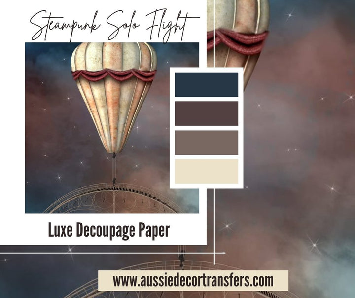 Steampunk Solo Flight - Luxe Decoupage Paper 40gsm - Aussie Decor Transfers