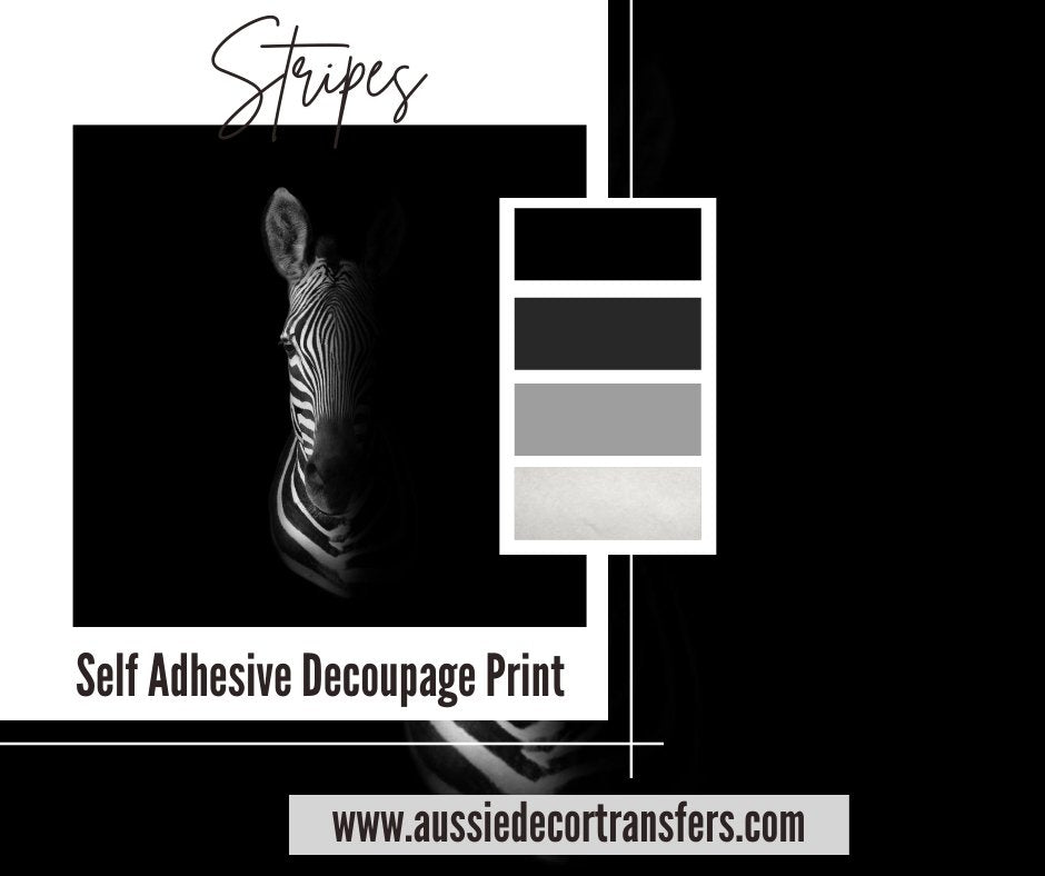 STRIPES - Self-Adhesive Decoupage Print - Aussie Decor Transfers