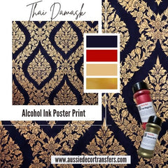 Aussie Decor Transfers Poster Print Thai Gold Damask - Not Your Average Poster Print!