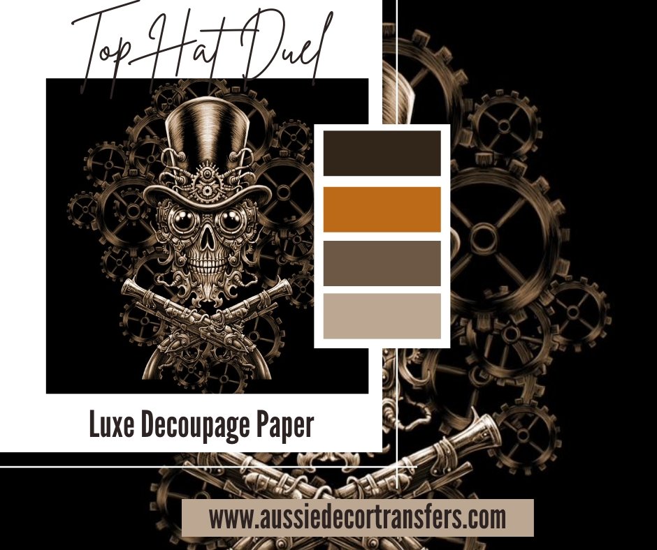 Top Hat Duel - Luxe Decoupage Paper - 40gsm - Aussie Decor Transfers