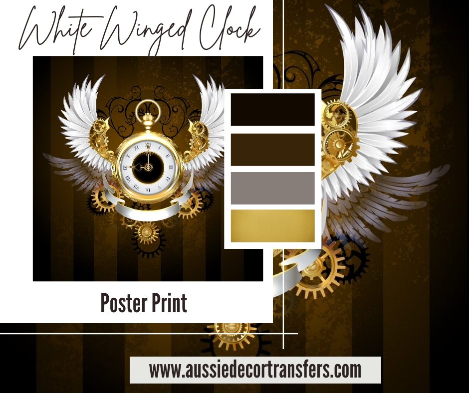Aussie Decor Transfers Poster Print White Winged Clock - Not Your Average Poster Print!